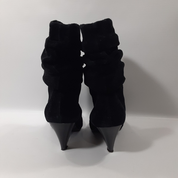 Jessica Simpson Size 7.5B Cornelia Black Leather Slouchy Heeled Ankle Boots - Picture 3 of 12